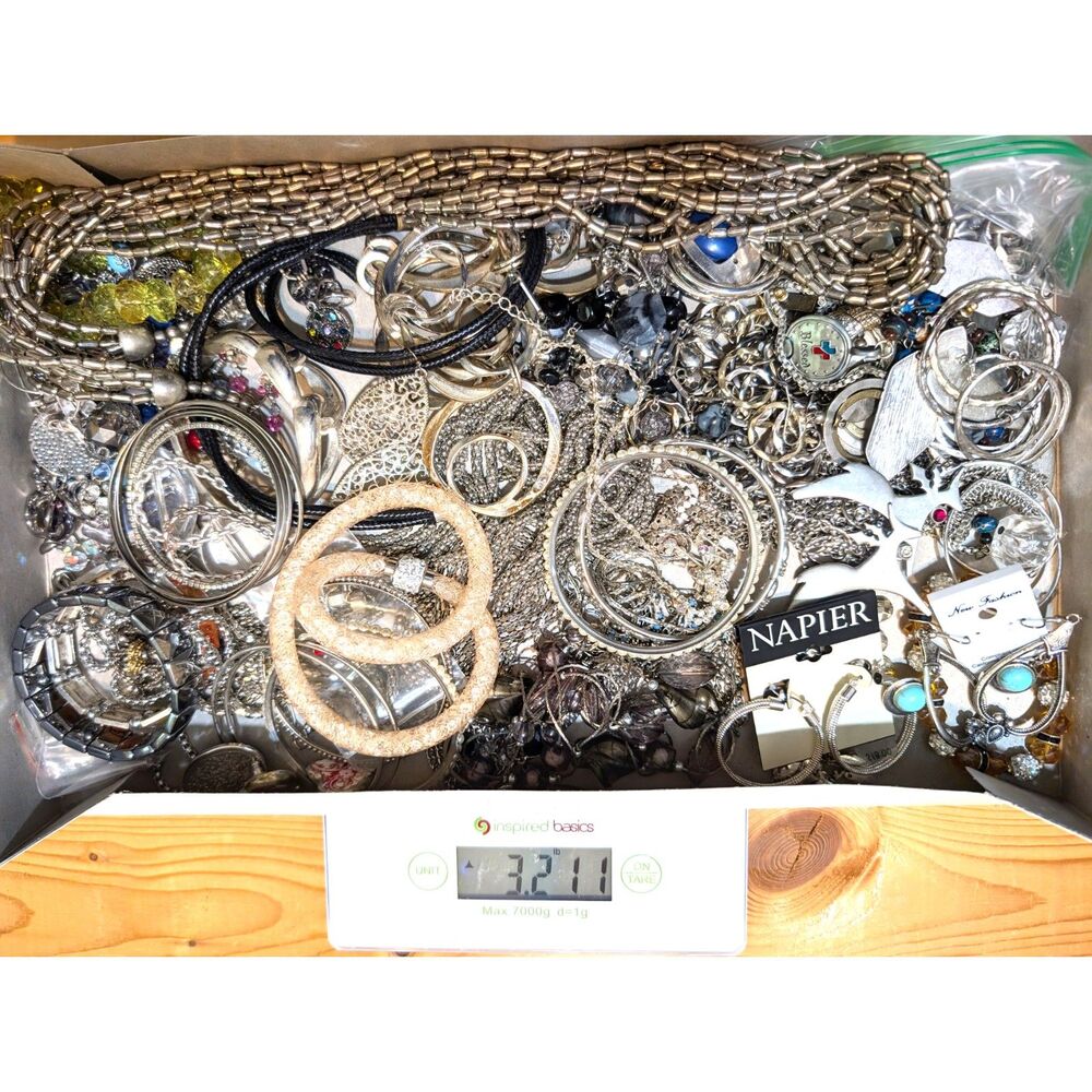 3.2lbs of Silver-tone Wearable Costume/Fashion Jewelry - 80+ pcs total
